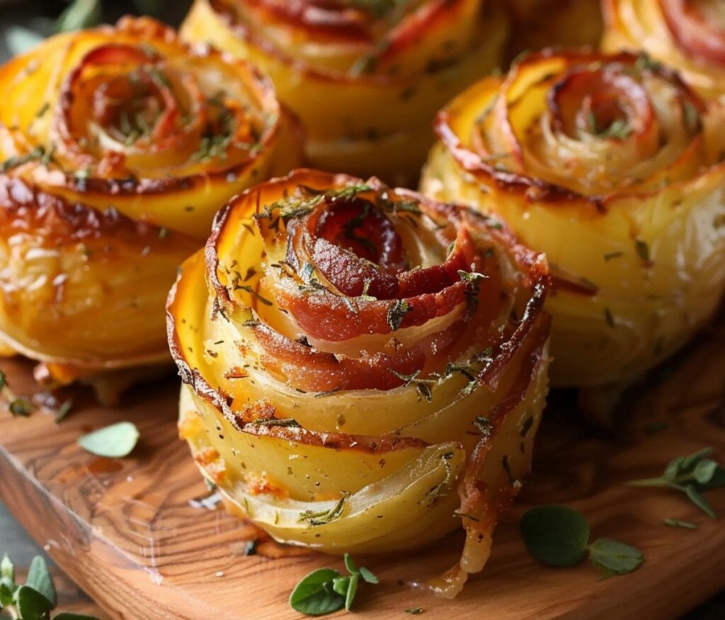 Bacon potato roses